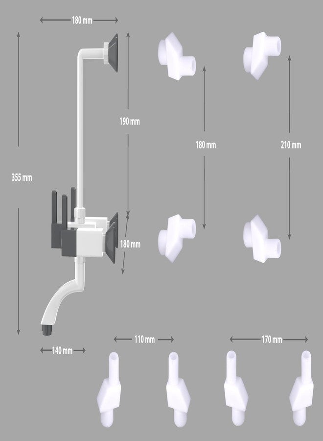 Well Set Wall Mixer With Provision For Over Head Shower and Long Bend Pipe Grey - Image 5