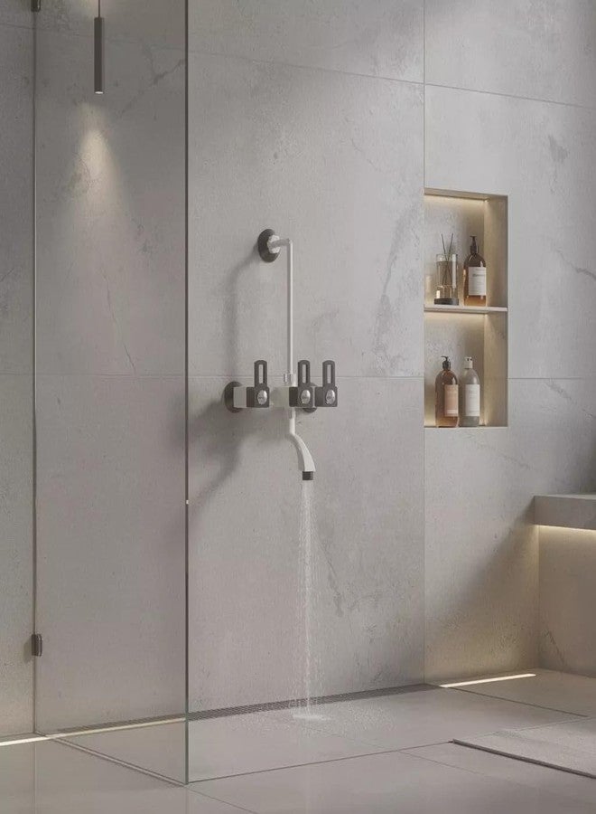 Well Set Wall Mixer With Provision For Over Head Shower and Long Bend Pipe Grey - Image 3