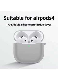 Generic Airpods4 Protective Cover Apple 4 Generation Wireless Bluetooth Headset Silicone Solid Color Earphone Case-Color:Gray-Applicable Models:Airpods 4th Generation  - Image 1