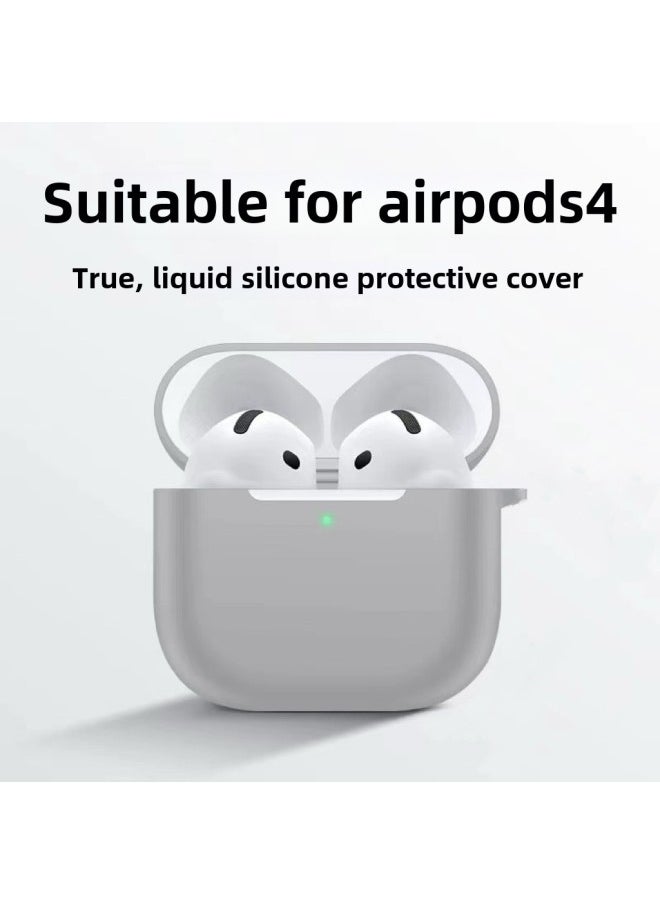 Generic - Airpods4 Protective Cover Apple 4 Generation Wireless Bluetooth Headset Silicone Solid Color Earphone Case-Color:Gray-Applicable Models:Airpods 4th Generation - Image 1