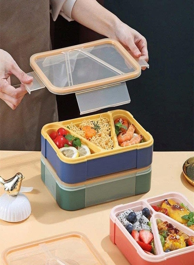 Pascol Leak Proof 3 Compartment Lunch Boxes || Tiffin Box || Reusable Microwave Freezer || Safe Food Containers for Adults and Kids || Lunch Box (2527 3 Grid Plastic Lunch Box) - Image 2