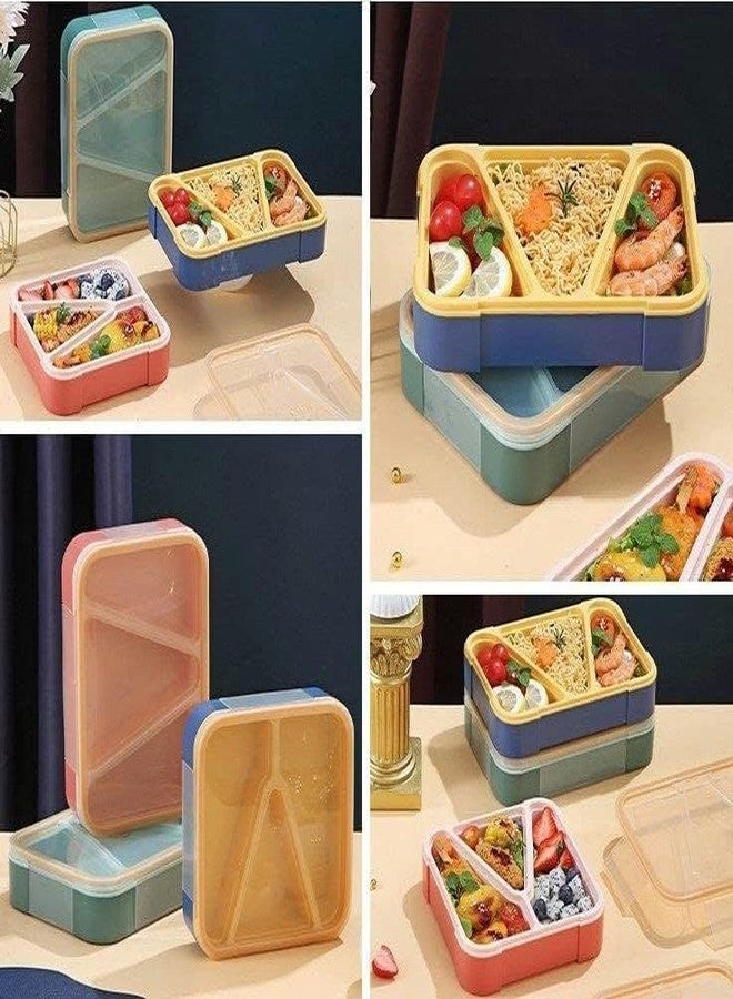 Pascol Leak Proof 3 Compartment Lunch Boxes || Tiffin Box || Reusable Microwave Freezer || Safe Food Containers for Adults and Kids || Lunch Box (2527 3 Grid Plastic Lunch Box) - Image 3