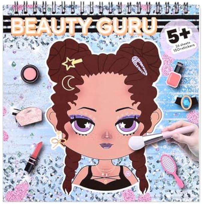 GIRLS DRESS UP GAME STICKER BOOK, 26 PAGES BEAUTY GURU COLORING BOOK FOR GIRL, FASHION SKETCHBOOK AND STICKER BOOKS FOR KIDS - Image 1