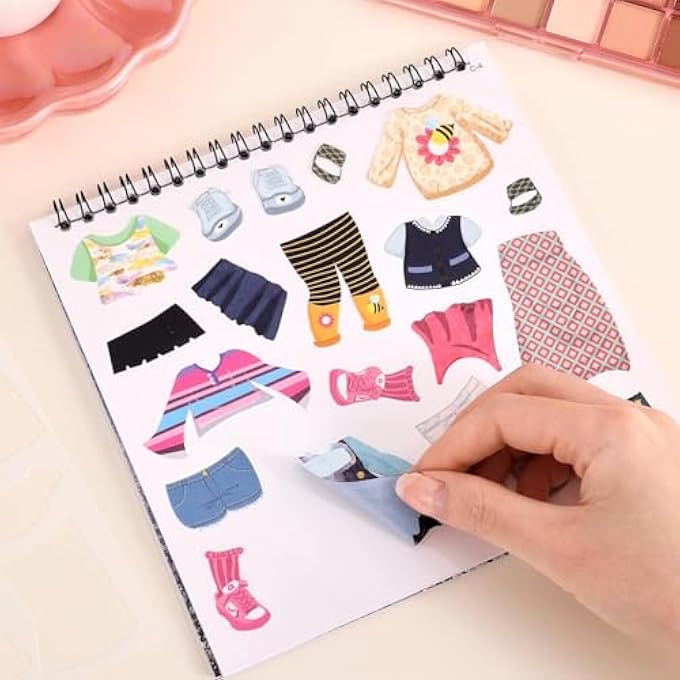 GIRLS DRESS UP GAME STICKER BOOK, 26 PAGES BEAUTY GURU COLORING BOOK FOR GIRL, FASHION SKETCHBOOK AND STICKER BOOKS FOR KIDS - Image 3