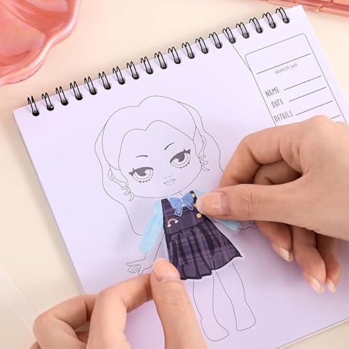 GIRLS DRESS UP GAME STICKER BOOK, 26 PAGES BEAUTY GURU COLORING BOOK FOR GIRL, FASHION SKETCHBOOK AND STICKER BOOKS FOR KIDS - Image 4