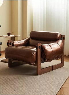LIMOS Leather Armchair Wood Frame Modern Contemporary Design for Living Room Bedroom  - Image 1