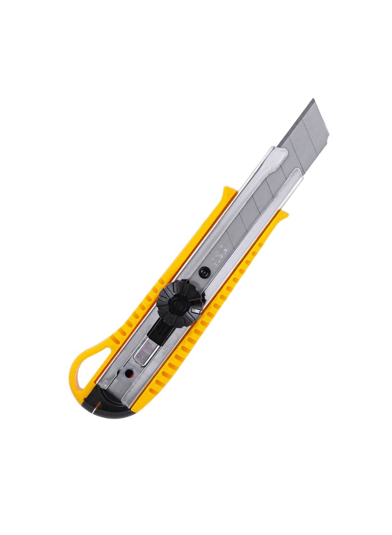 Deli EXPECT Pro-Series Utility Knife | Heavy-Duty 18mm SK5 Snap-Off Blade Cutter with Strong Rotary Lock, Anti-Slip Ergonomic Grip for Boxes, Cardboard, Crafts, and DIY (Yellow/Black) - Image 1