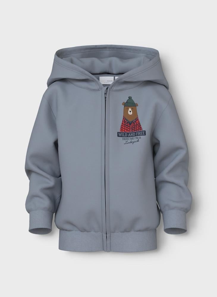 NAME IT Kids Printed Zip Through Hoodie - Image 1