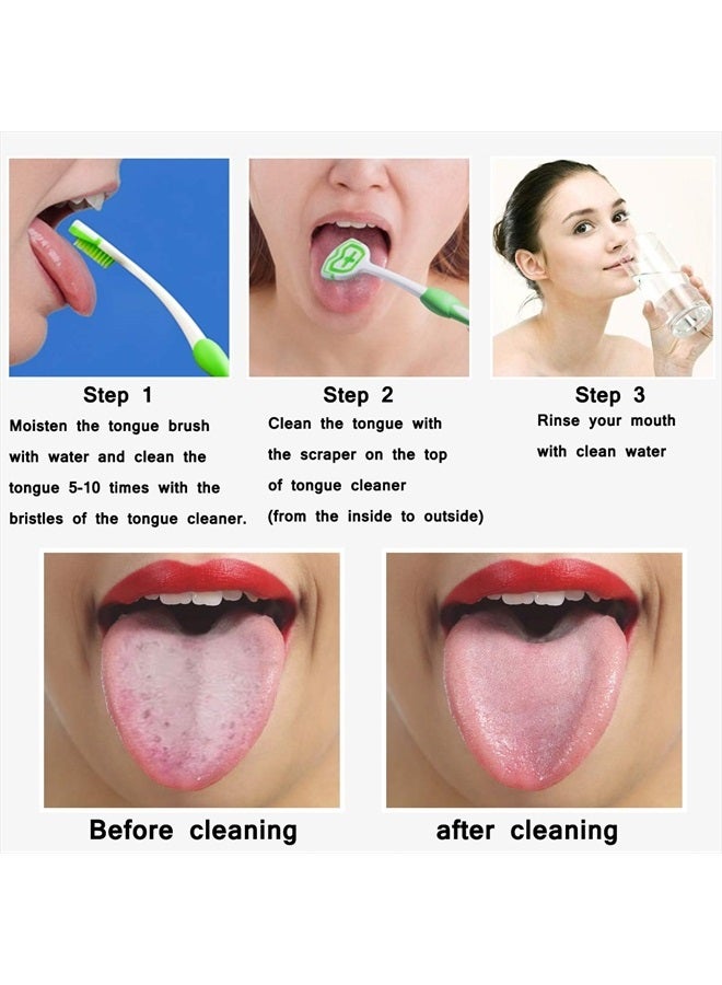 Tongue Brush, Tongue Scraper, Tongue Cleaner Helps Fight Bad Breath, 3 Tongue Scrapers, 3 Pack (Black & Blue & Green)