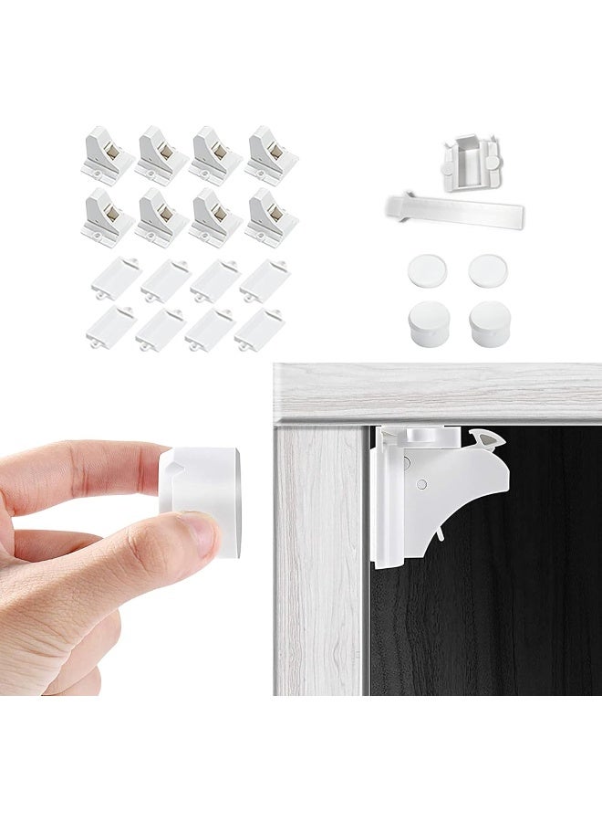 Vmaisi Adhesive Magnetic Cabinet Locks for Babies (8 Locks and 2 Keys) - Image 1