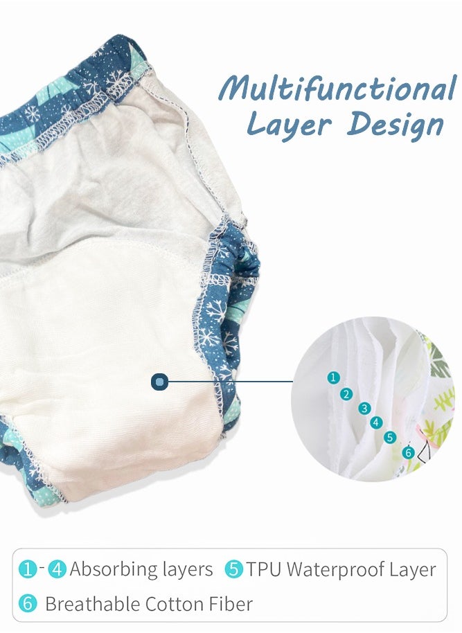 insular 6 Layer Breathable Cotton Training Pants for Baby, Reusable Toddlers Kids Potty Training Underwear, Size 100, L (11-14kg), 2 Count  - Image 3