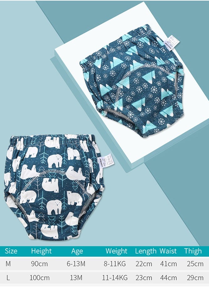 insular 6 Layer Breathable Cotton Training Pants for Baby, Reusable Toddlers Kids Potty Training Underwear, Size 100, L (11-14kg), 2 Count  - Image 2