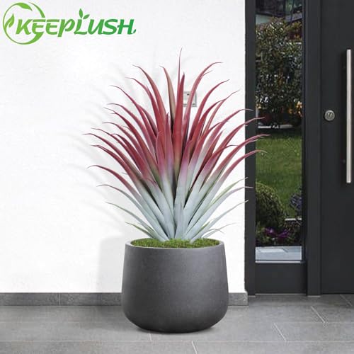 Keeplush 2ft Fake Spiked Agave Plant - Red Artificial Aloe Vera Plant 26 Inch - Tall Large Faux Floor Plants Perfect for Porch Door Step Home Office Patio Indoor Outdoor Decor (1 Pack) - Image 2