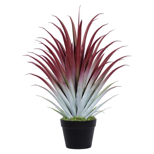 Keeplush 2ft Fake Spiked Agave Plant - Red Artificial Aloe Vera Plant 26 Inch - Tall Large Faux Floor Plants Perfect for Porch Door Step Home Office Patio Indoor Outdoor Decor (1 Pack) - Image 1
