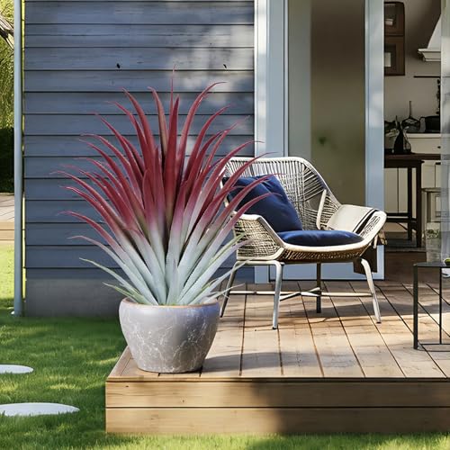 Keeplush 2ft Fake Spiked Agave Plant - Red Artificial Aloe Vera Plant 26 Inch - Tall Large Faux Floor Plants Perfect for Porch Door Step Home Office Patio Indoor Outdoor Decor (1 Pack) - Image 4