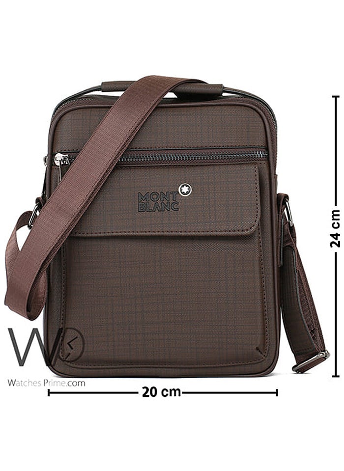 Brown Leather Montblan Crossbody Messenger Bag For Men
