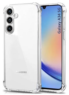 Generic Ultra Clear Flexible Shockproof Silicone  Back Cover With Raised Edge Bumps Protection For Samsung Galaxy A34 5G- Transparent  - Image 1