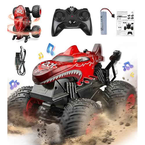 BEZGAR Monster Truck Toys Remote Control Monster Truck with Dancing Spins Lights Music 120 Remote Control Car for Boys 47 5 6 7 8 9 10 Year Old Boys Birthday Gifts Red - Image 1