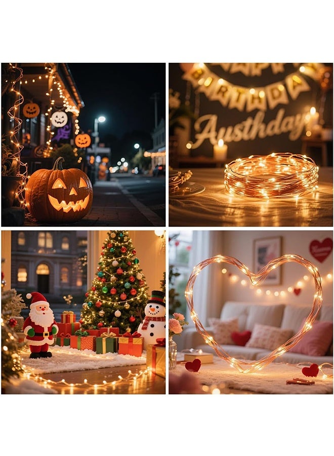 Fairy Christmas LED String Light Battery Operated, 10M / 100LED Warm White Waterproof 3XAA Battery Case, Indoor Outdoor Lights for Xmas Tree Wedding, Halloween, Party, Garden Decoration - Image 5