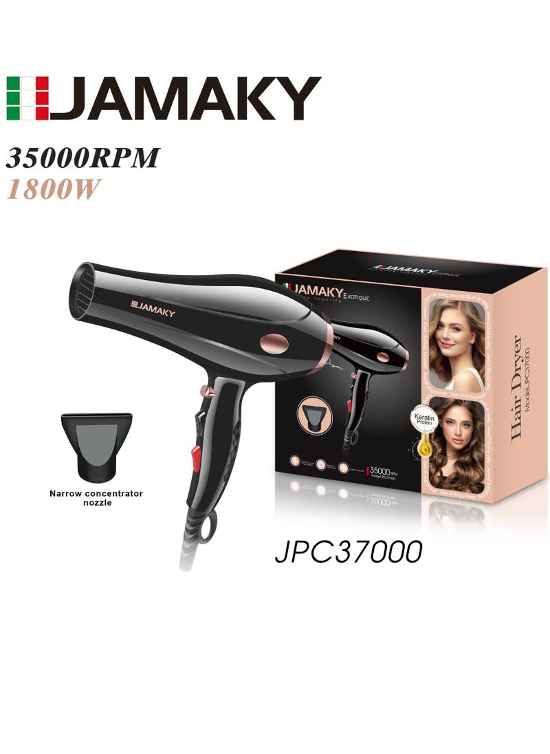 JAMAKY - Professional JPC37000  air Function Hair Dryer 1800W/ 2-Speed and 3 temperature setting with Italian technology / Cool shot button-locks in styles - Image 1