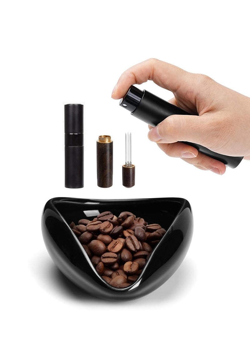 ايكي ايك صينية وزن حبوب القهوة وزجاجة رذاذ وإبرة قهوة مكونة من 3 قطع، ملحقات بار القهوة، وعاء جرعات من السيراميك للقهوة، تقليل قوة القهوة الساكنة، هدية لمحبي القهوة - Image 1