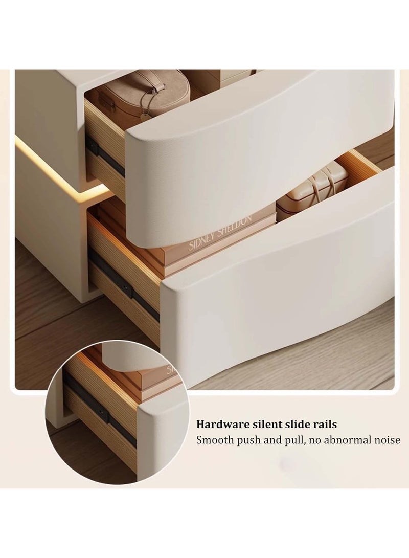 AWD Nightstand Table, Bedside Table with Microfiber Leather Wrap Finish, LED Lights, Modern Wavy Shape End Table, Night Stand for Bedroom. - Image 2