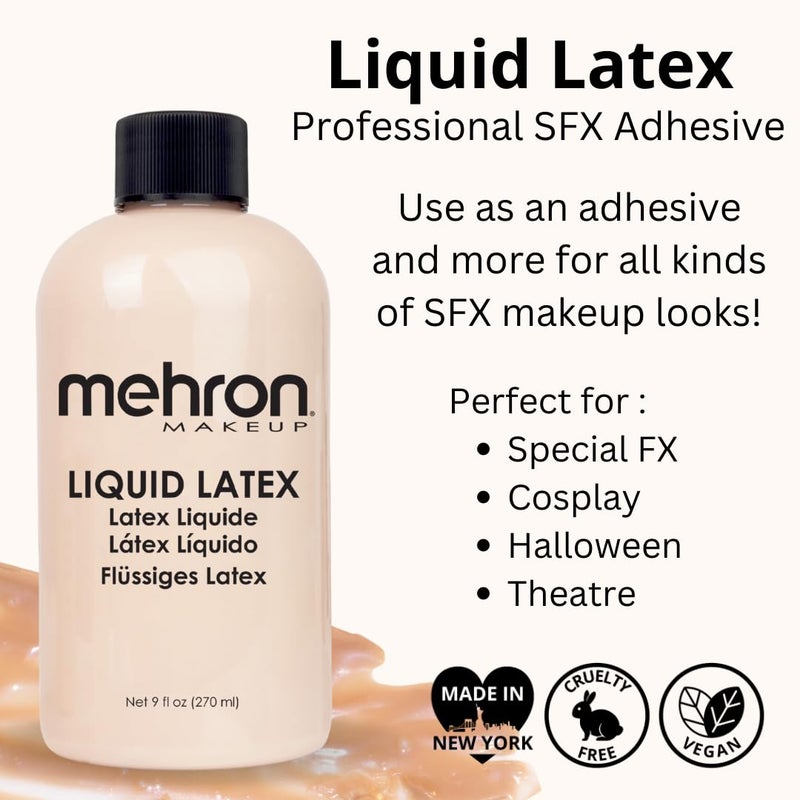 Mehron Makeup Liquid Latex (9 oz) (Light Flesh) - Image 2