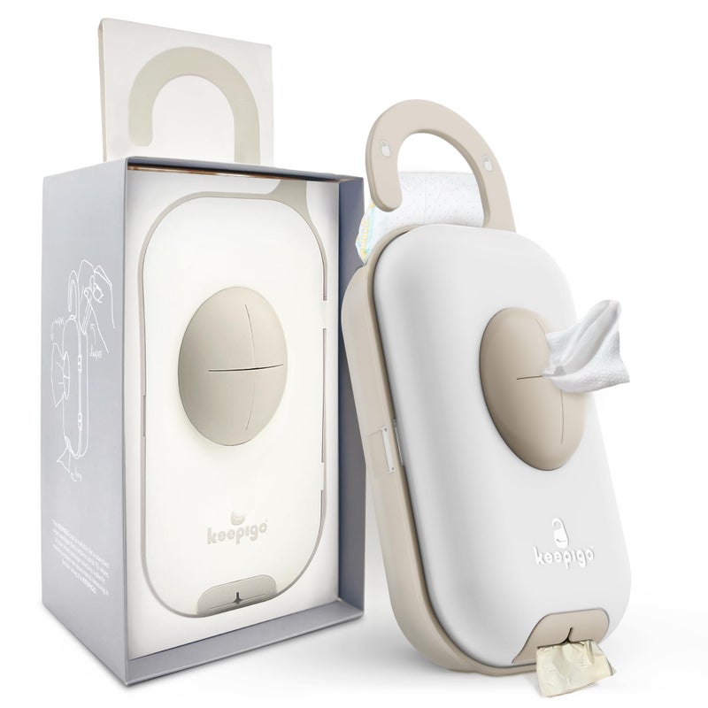 keepigo Diaper Bag Wipe Dispenser | 3-in-1 Portable Diaper Caddy Organizer, Baby Wipe Holder with Disposable Bags | Baby Essentials for Newborns, Toddlers, Travel & Baby Shower Gifts - Image 1