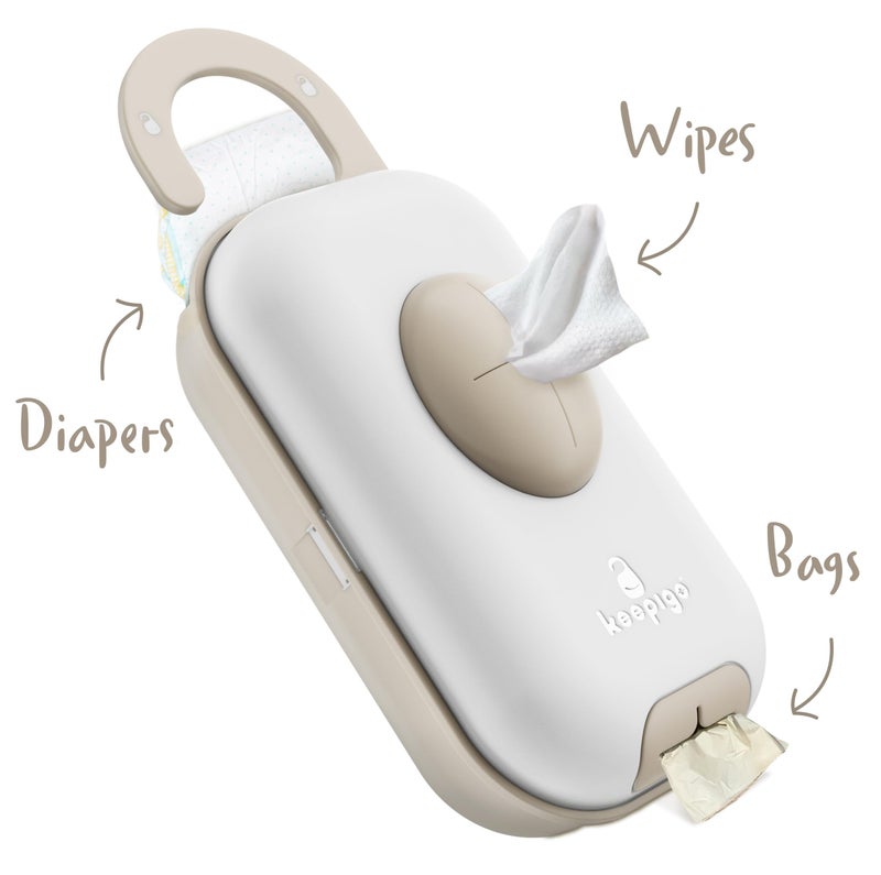 keepigo Diaper Bag Wipe Dispenser | 3-in-1 Portable Diaper Caddy Organizer, Baby Wipe Holder with Disposable Bags | Baby Essentials for Newborns, Toddlers, Travel & Baby Shower Gifts - Image 2