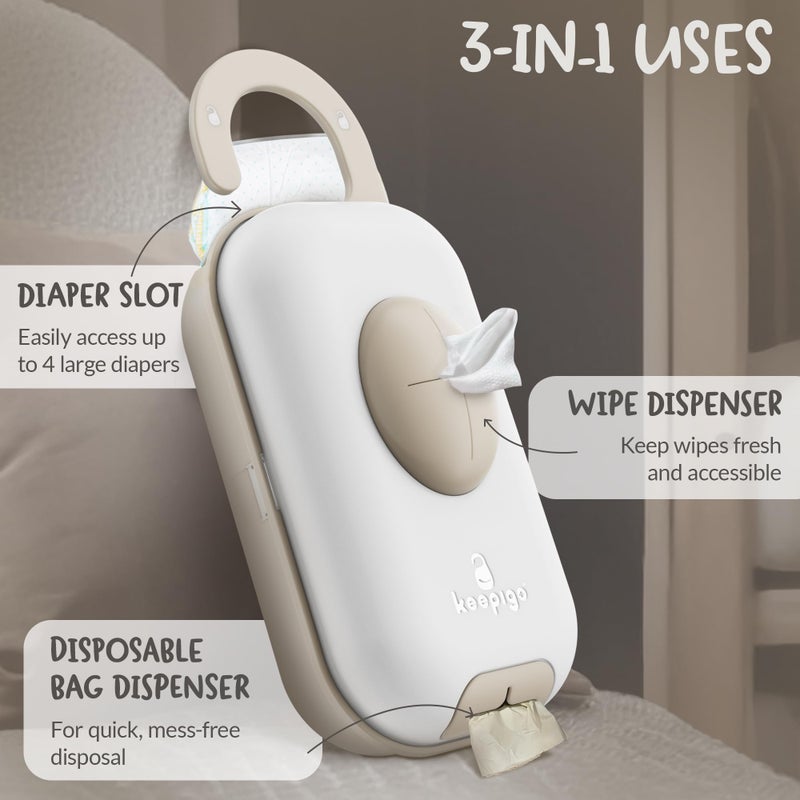 keepigo Diaper Bag Wipe Dispenser | 3-in-1 Portable Diaper Caddy Organizer, Baby Wipe Holder with Disposable Bags | Baby Essentials for Newborns, Toddlers, Travel & Baby Shower Gifts - Image 4
