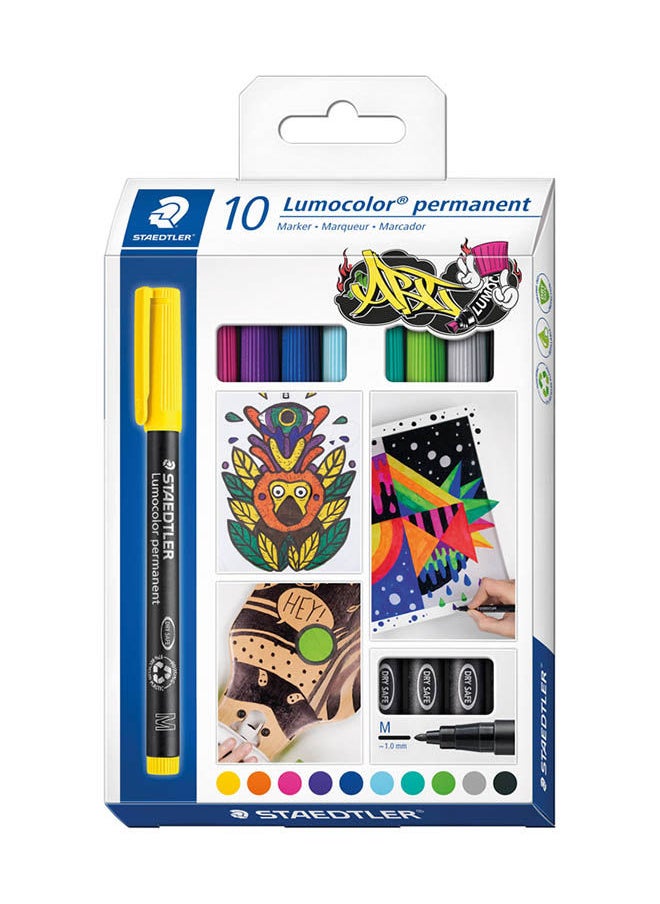 STAEDTLER Lumocolor Permanent Marker Pack Of 10 Multicolour 