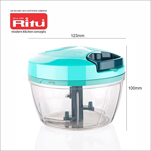 Ritu Handy Chopper with 3 Blades for Effortlessly Chopping Vegetables and Fruits for Your Kitchen - Color May Vary, Plastic, 30 Watts - Image 3