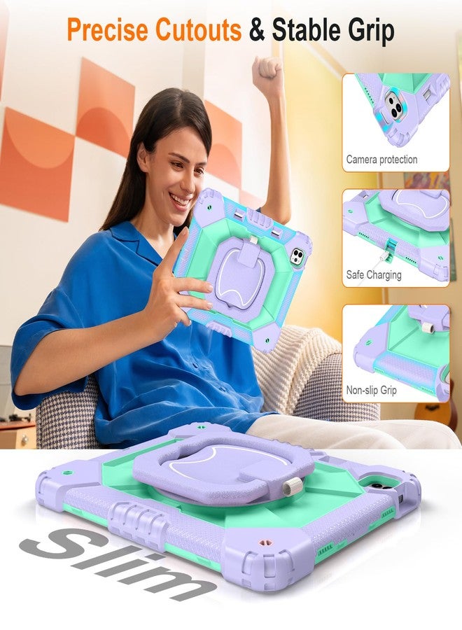 Auorld Case for iPad Pro 13 Inch M5 2025 / M4 2024, Auorld for iPad Pro 13 Inch M5 2025 with Screen Protector, 360 Degree Rotating Stand Shoulder Strap Pencil Holder, Purple Mint - Image 5
