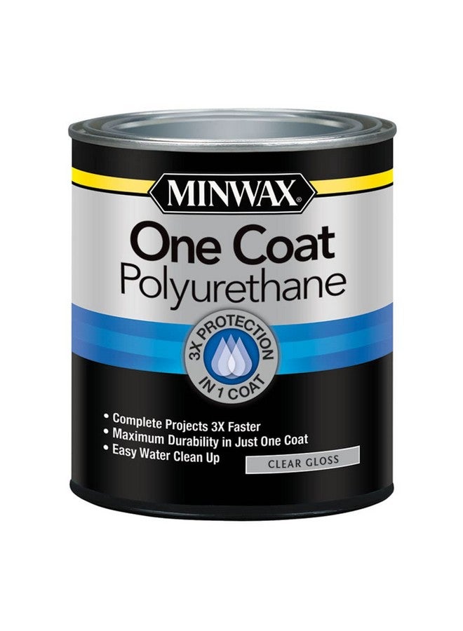 Minwax Minwax 356100000 One Coat Polyurethane Protective Wood Finish, Clear Gloss, Quart - Image 1