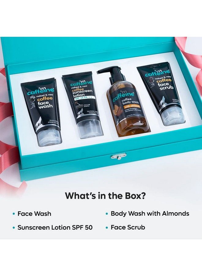 MCaffeine Gift For Men With Premium Coffee Skincare Range ; Birthday Gift With Face Wash Face Scrub Body Wash & Sunscreen ; Premium Packaging ; Pack Of 4  - Image 3