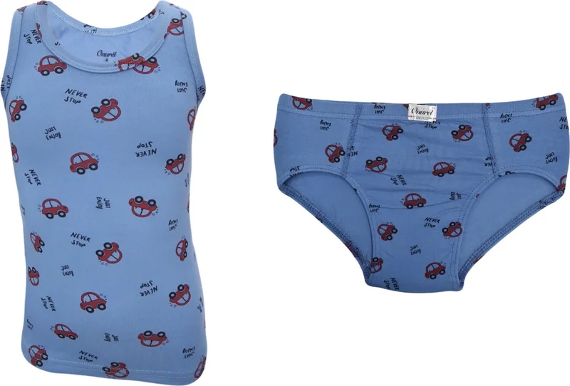 Onurel Boys 5-Pack Mixed Color Beetle Printed Lycra Undershirt Boxer Set