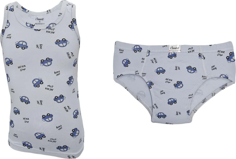 Onurel Boys 5-Pack Mixed Color Beetle Printed Lycra Undershirt Boxer Set