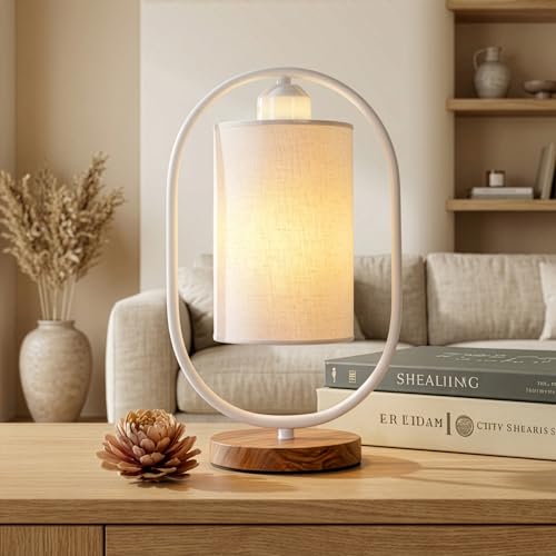 Decor & More - Bedside Lamp for Living Rooms | Bed Lamps for Bedroom with On/Off Button | Side Table Lamp for Bedroom with Cotton Shade (Bulb not Included) - Image 2