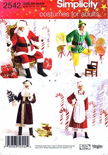 Simplicity 2542 Santa, Elf and Mrs. Santa Sewing Pattern for Adults Christmas Costume by Wrights, Sizes XS-M - Image 2