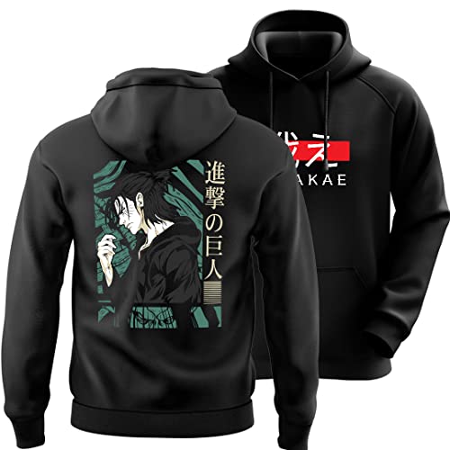 DUDEME AOT TATAKAE Unisex Anime Hoodie for Men & Women 100% Cotton Naruto, Jujutsu Kaisen, Goku, Gojo, Bleach Anime Printed - | AM -025 | Black | Hoodie | L - Image 1