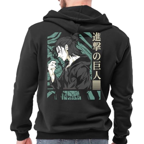 DUDEME AOT TATAKAE Unisex Anime Hoodie for Men & Women 100% Cotton Naruto, Jujutsu Kaisen, Goku, Gojo, Bleach Anime Printed - | AM -025 | Black | Hoodie | L - Image 2