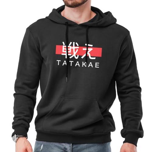 DUDEME AOT TATAKAE Unisex Anime Hoodie for Men & Women 100% Cotton Naruto, Jujutsu Kaisen, Goku, Gojo, Bleach Anime Printed - | AM -025 | Black | Hoodie | L - Image 3
