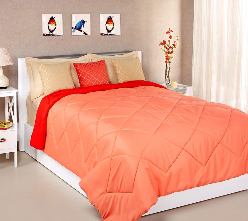 SHOPINGTRADE - Cotton Reversible Comforter, Double Bed ( Red & Peach, 200 GSM) - Image 2