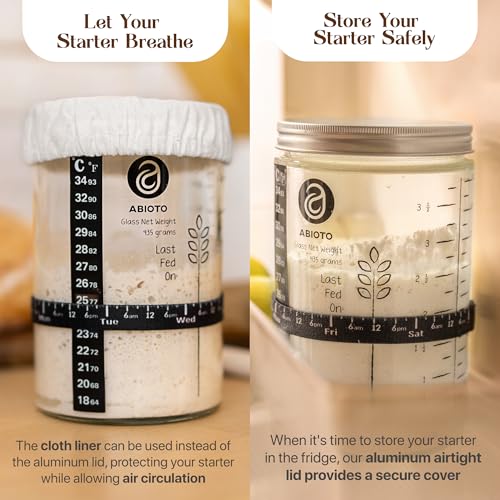 ABIOTO Sourdough Starter Kit with 10" Round & 11" Oval Banneton Proofing Basket and 34oz Starter Jar - Beginner-Friendly Sourdough Bread Baking Supplies and Baking Gifts for Women, Men, and Bread Bakers - Image 2