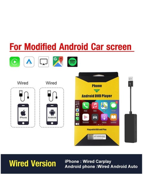 USB لاسلكي كاربلاي سلكي يعمل بنظام أندرويد أوتو AI بوكس ميرورلينك للسيارة مشغل وسائط متعددة مزود بخاصية الاتصال التلقائي بالبلوتوث