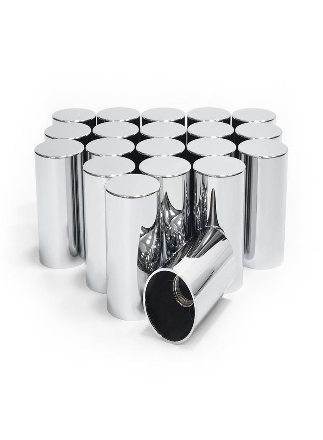 Grandroad auto أغطية صمامات العجلات من غراند رود 20 حزمة، 33 مم × 3-1/2" غطاء صمامات أسطواني مسطح من البلاستيك الكروم ABS مقاوم للصدأ لأغطية صمامات العجلات للسيارات الكبيرة والشاحنات - Image 1