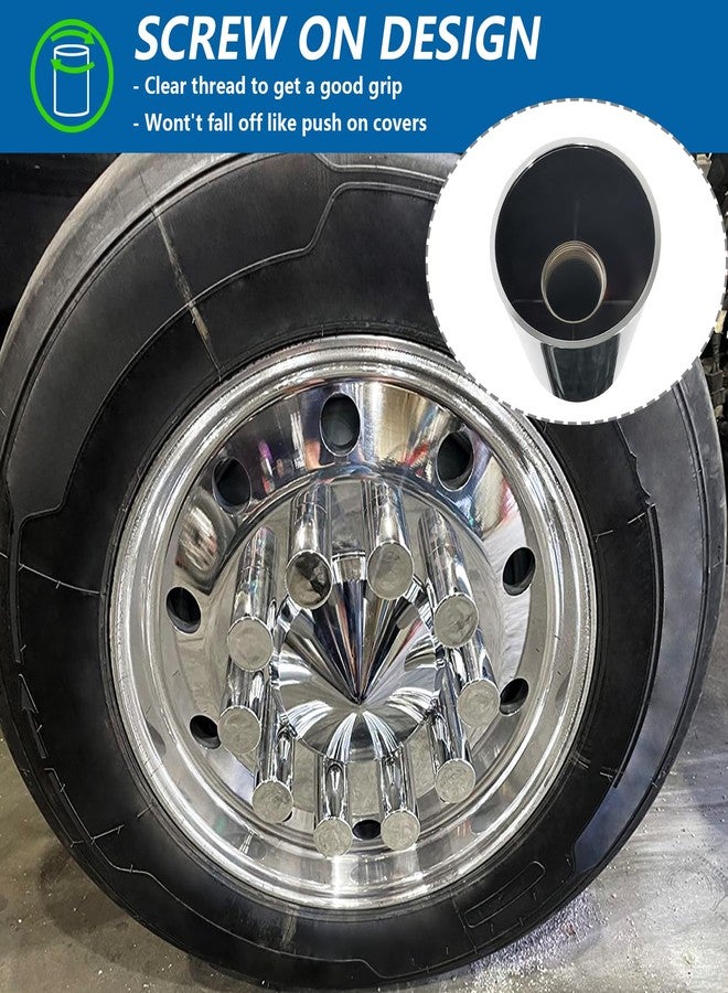 Grandroad auto أغطية صمامات العجلات من غراند رود 20 حزمة، 33 مم × 3-1/2" غطاء صمامات أسطواني مسطح من البلاستيك الكروم ABS مقاوم للصدأ لأغطية صمامات العجلات للسيارات الكبيرة والشاحنات - Image 4