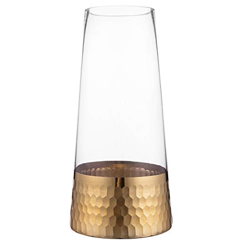 MyGift Glass and Gold Bottom Flower Vases, 10 inch Clear Glass Vases for Table Centerpieces Home Decor - Image 1
