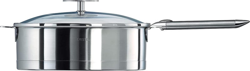 Cristel Strate L Stainless Steel 2 Quart Sautepan with Glass Lid