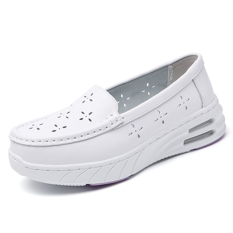Nurse Shoes For Women, Soft Soles, Breathable, Shallow Mouth, Not Tiring For Feet, Comfortable, Non-Slip, Versatile, Medium Heel, Thick Sole, Heightening Medical Work Shoes - Image 1